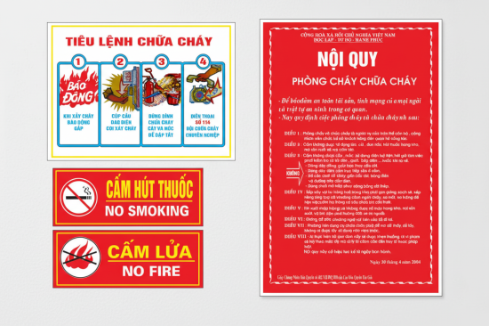 Bộ nội quy, tiêu lệnh, cấm lửa, cấm hút thuốc